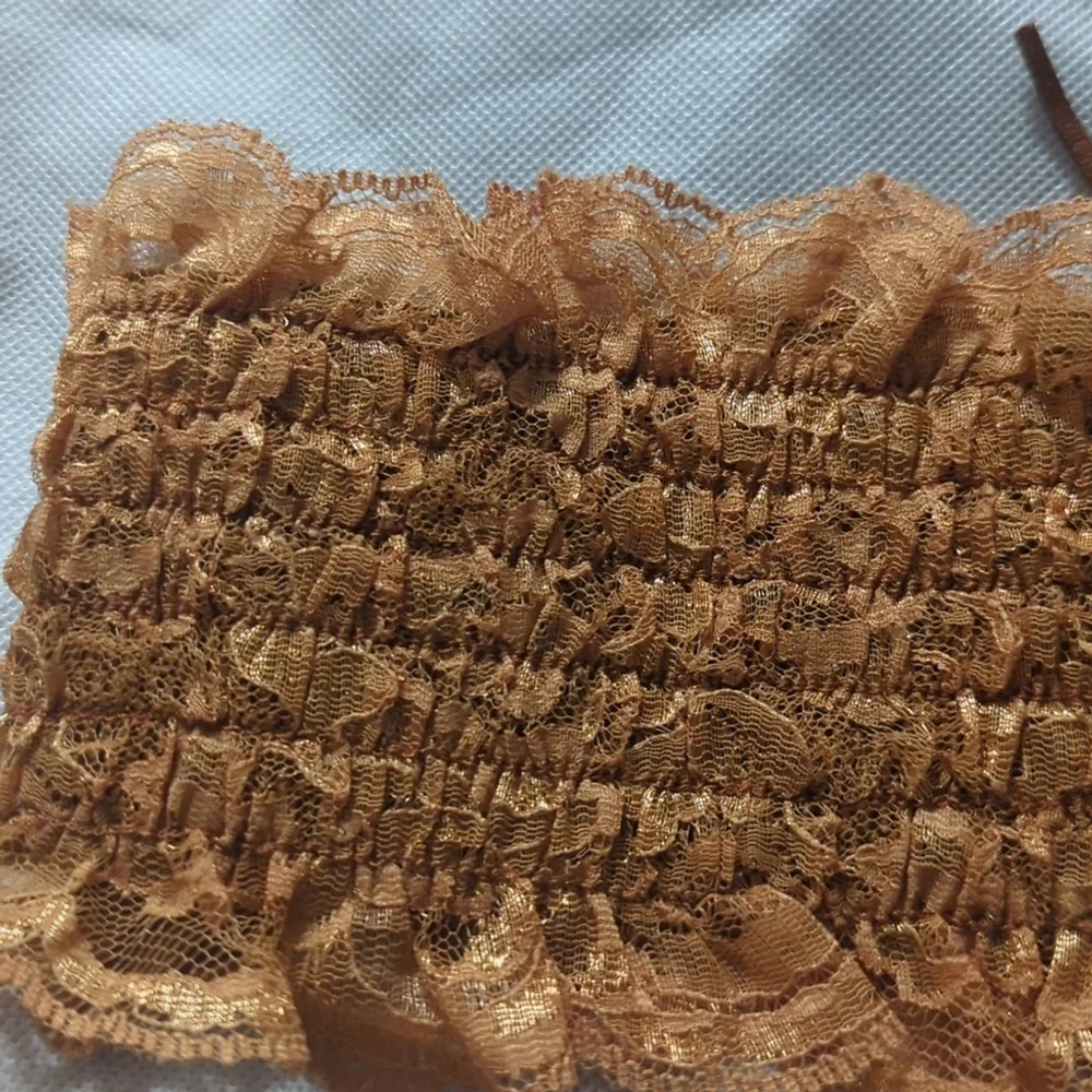 Caramel Brown Lace Faux Leather Lace Up Stretchy Statement Waist Cincher Belt